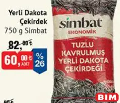 SİMBAT YERLİ DAKOTA AYÇEKİRDEĞİ 750 G fiyat ve kampanya bilgisi